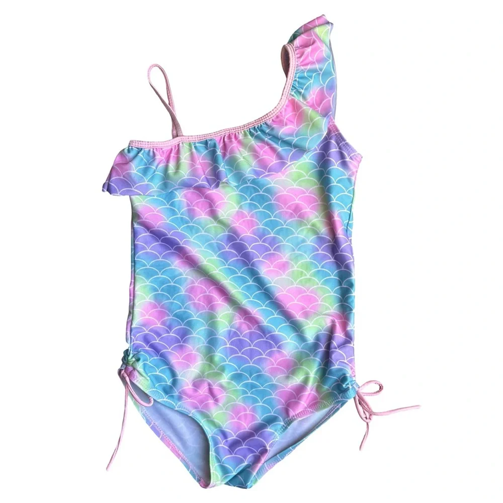 Swimwear Pastel Mermaid Scales Bikini Girls Swimsuit Ruffle Beachwear 9/10